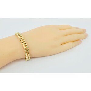 Beautiful 10K Solid Yellow Gold Designer Bead Ball Cable Link Chain Bracelet